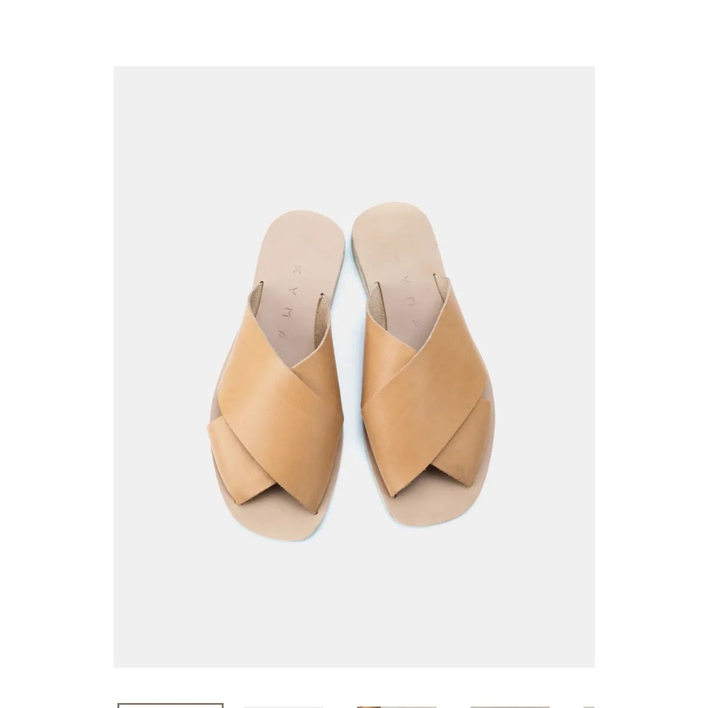 NIB KYMA Chios Leather Sandals in Natural Tan